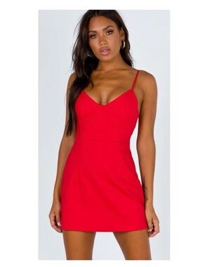 Princess Polly Red Spaghetti Strap Mini Dress Size 6
